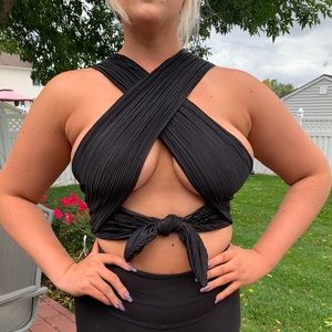 Black satin ribbon top